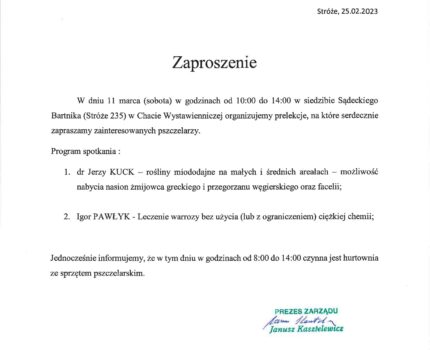 Zaproszenie na prelekcje | 11 marca Bartnik Sądecki